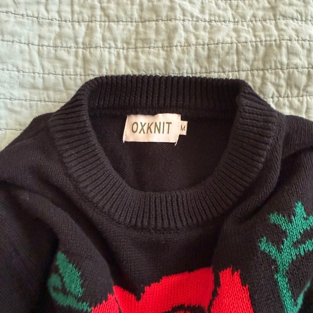 Black Sweater with Red Rose Motif - Women - Picture 3 of 3